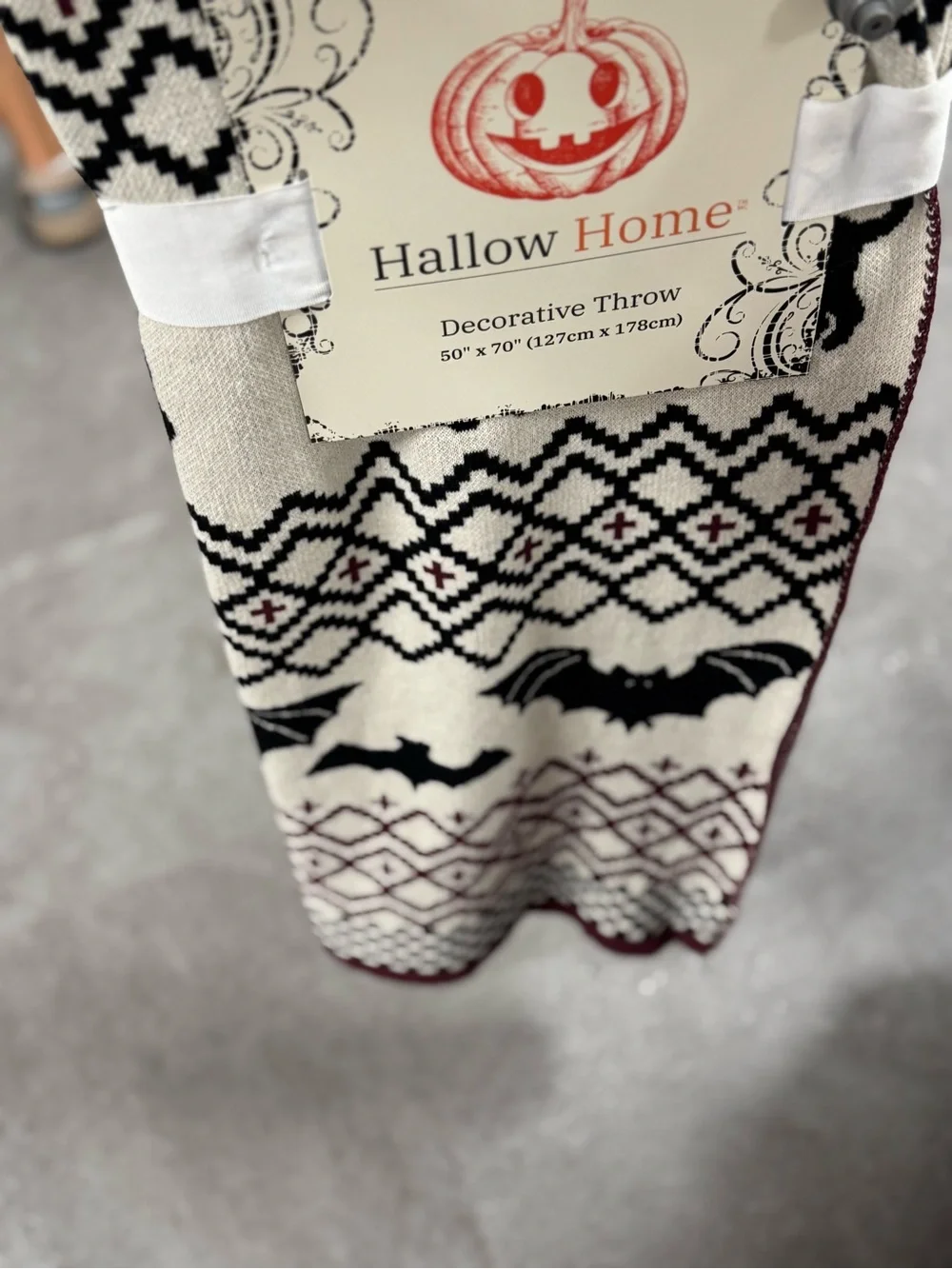 Black & Cream Decorative Halloween Throw